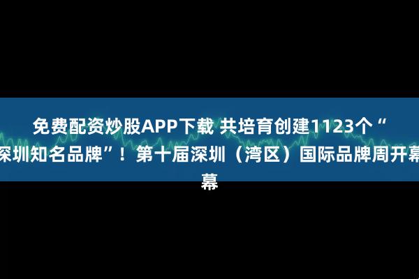 免费配资炒股APP下载 共培育创建1123个“深圳知名品牌”！第十届深圳（湾区）国际品牌周开幕